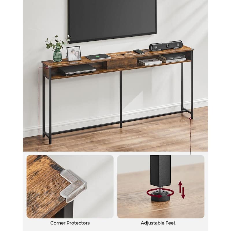 Charging Console Table with Outlets and USB Narrow Entryway Table for Hallway or Living Room