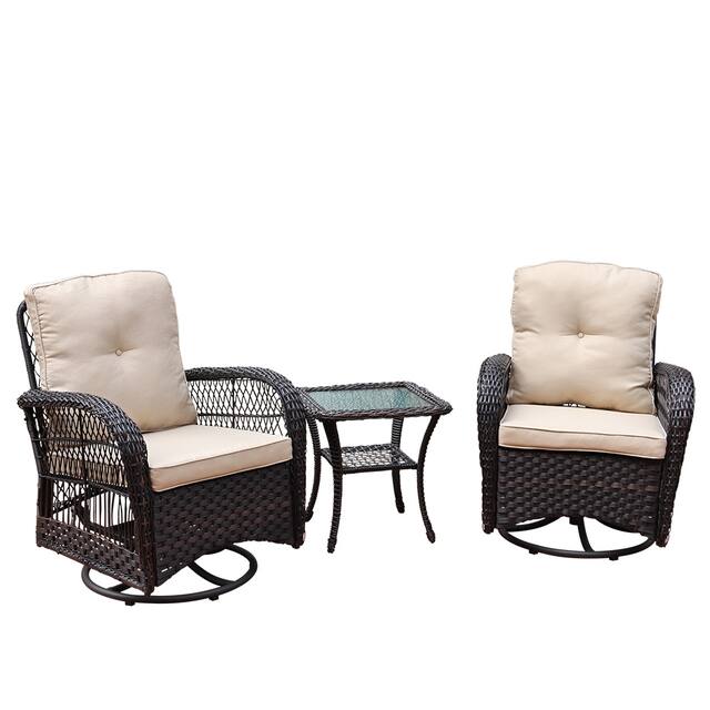 3piece Wicker Swivel Chair Conversation Set by Havenside Home On
