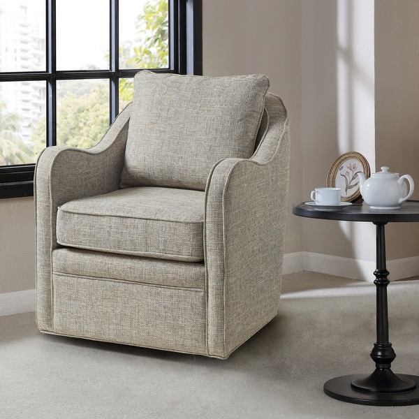 Madison Park Betty Slub weave Wide seat 360 degree Swivel Armchair