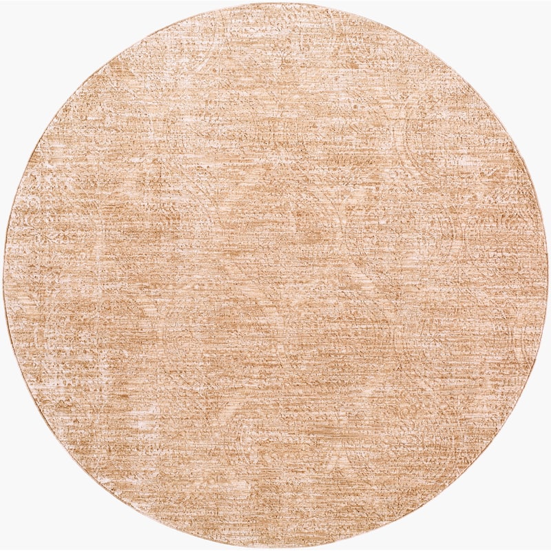 Livabliss Traditional Masterpiece Solid Area Rug - 6'7" x 6'7" Round - Beige/Brown