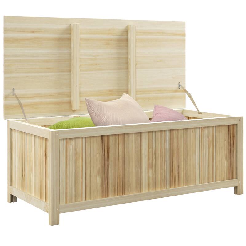 45.5 Gallon Outdoor Wooden Storage Box, Garden Storage Container