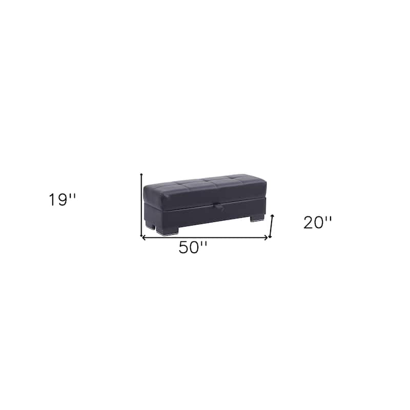 HomeRoots 50" Black and Brown Faux Leather Storage Ottoman