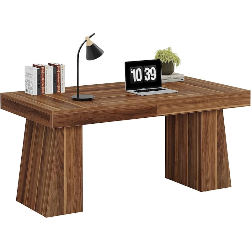 55" Executive Desk, Office Desk with Double Pedestal for Home Office