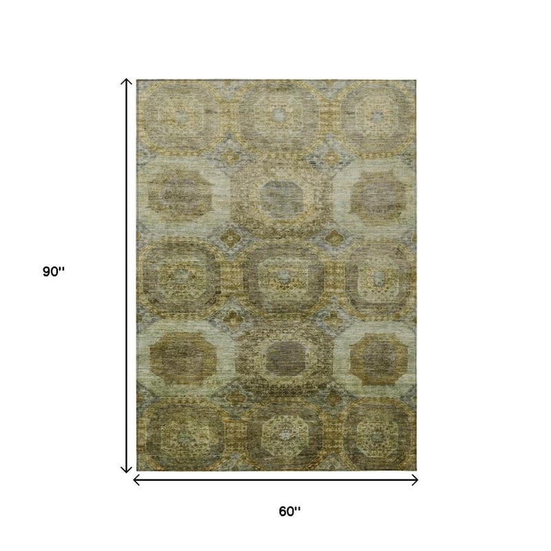 HomeRoots Medallion Transitional Rectangle Outdoor Rug