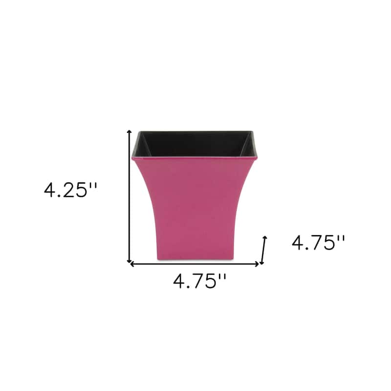 HomeRoots 5" Hot Pink Recycled Plastic Indoor Outdoor Square Pot Planter