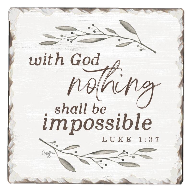 Counterart Absorbent Stone Coasters - With God - Set of 4 - 4x4x1.105