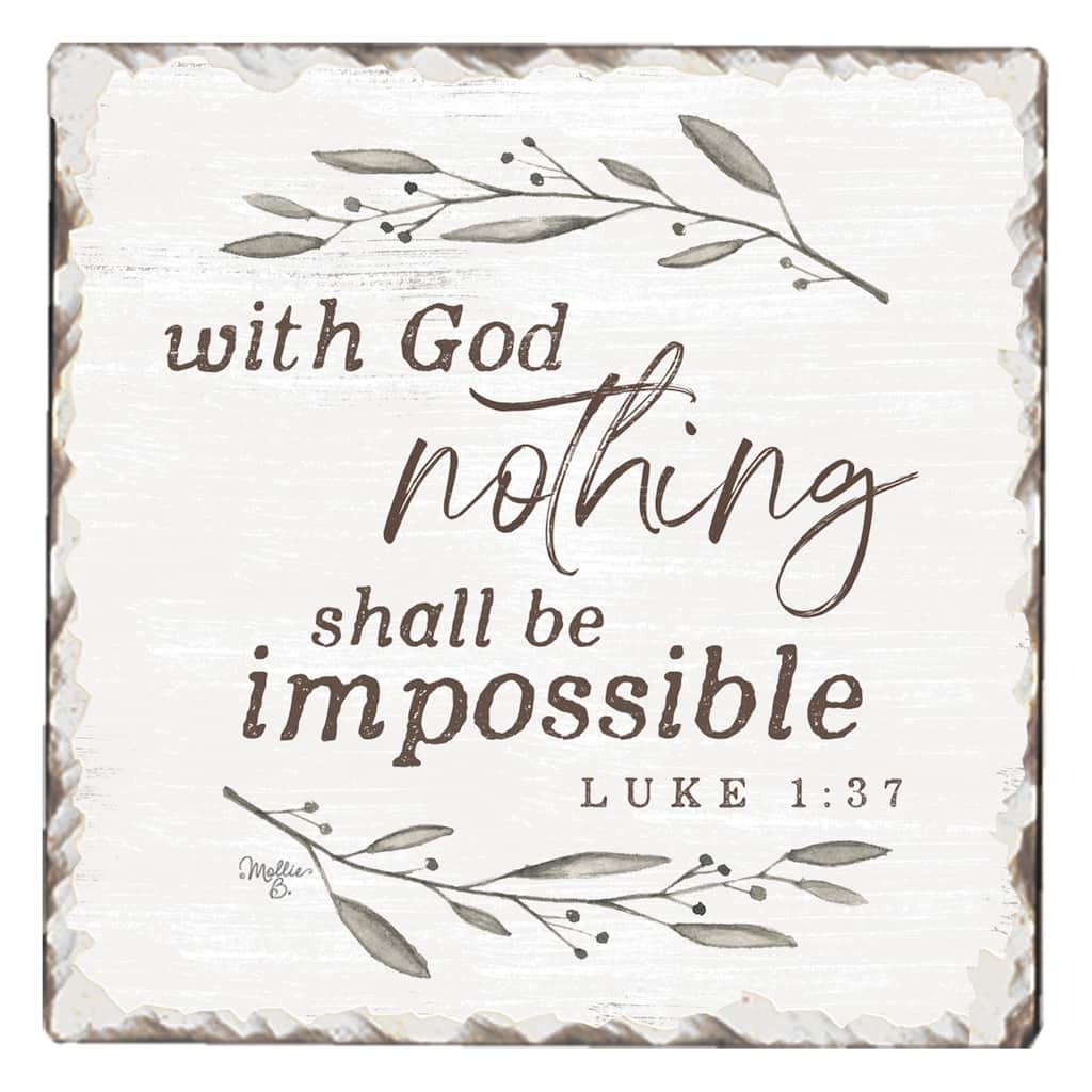 Counterart Absorbent Stone Coasters - With God - Set of 4 - 4x4x1.105