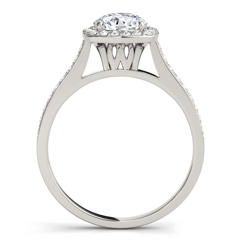 Auriya 14k-White Gold Lab Grown Round Diamond Halo Engagement Ring 0.50 to 5.00 ct. tw. (F-G VS)