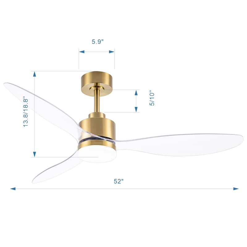52 Inch LED Ceiling Fan with Lights Remote(3-Blade)