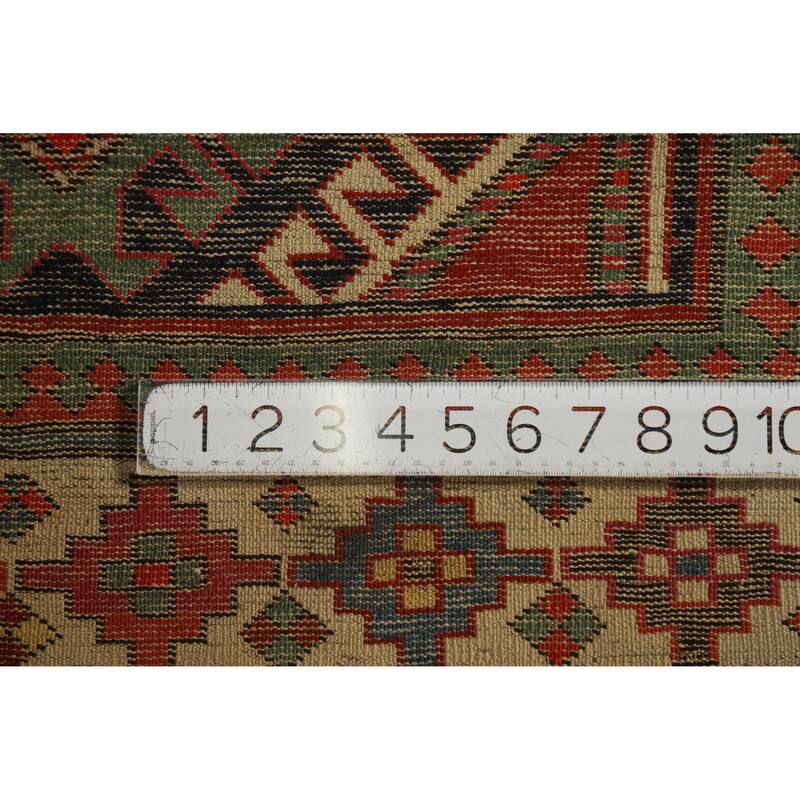 Hand Knotted Oriental 100% Wool Carpet Traditional Geometric Multi-Colored Kazak Runner Rug - 7' 6'' X 3' 4''