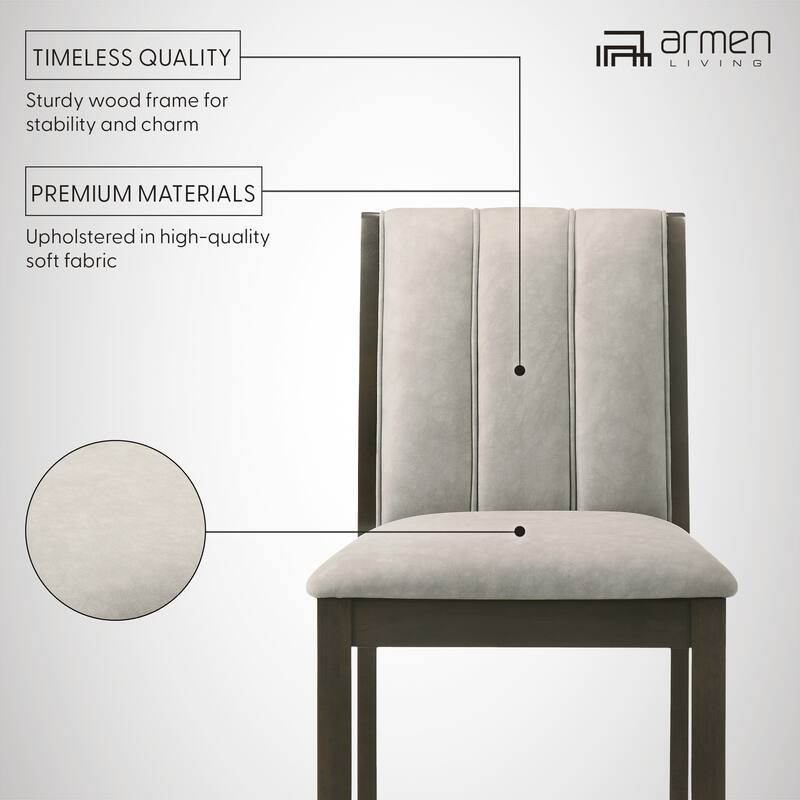 Nolan 26 in. Dark Roast Counter Height Rubberwood Barstool with Grey Fabric Seat - Set of 2