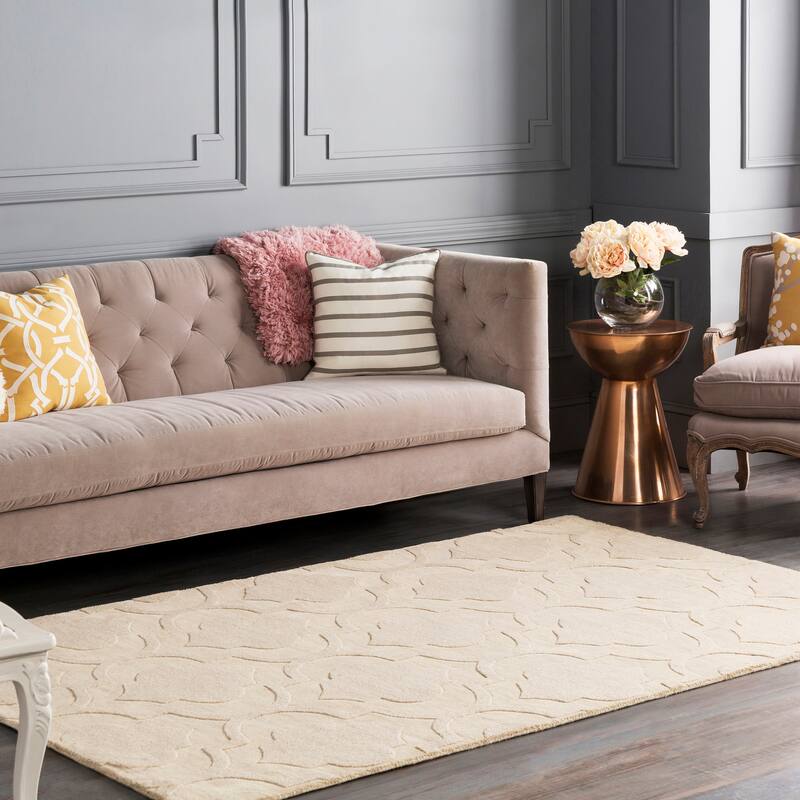 Hand-Woven Ali Tone-on-Tone Moroccan Trellis Wool Rug (9' x 12')