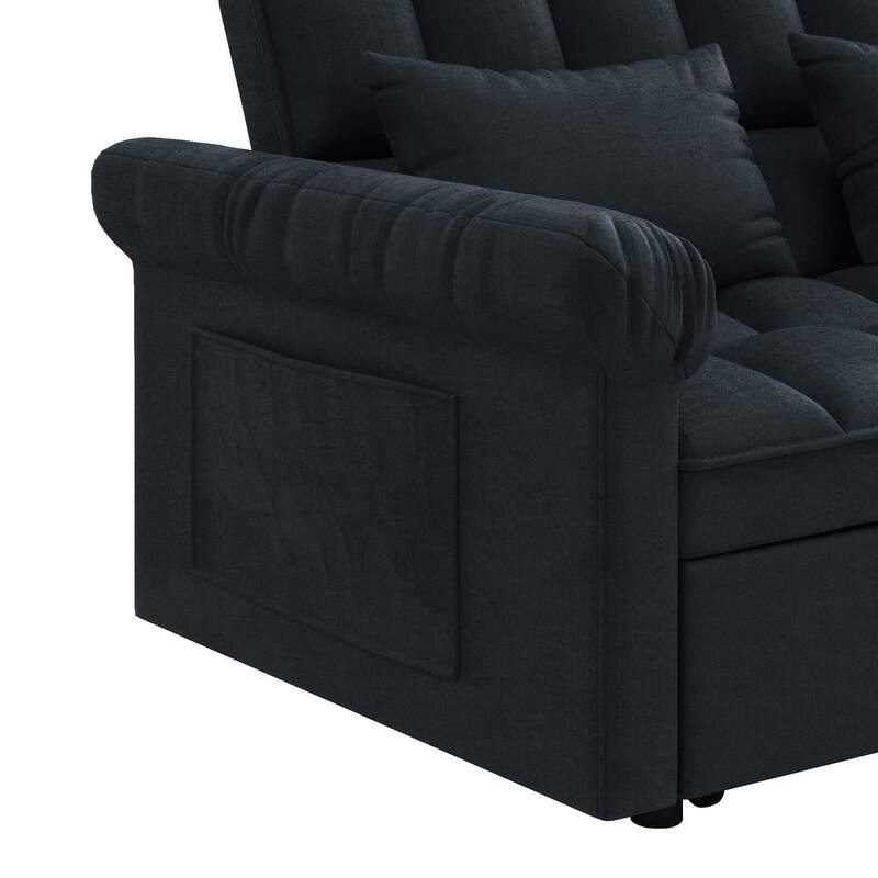 56" Foam 2-Seater Sofa Bed with Pull-Out Sleeper and Adjustable Backrest