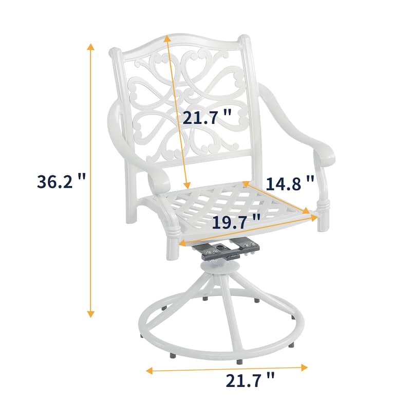 Clihome Patio Aluminum Garden Dinning Swivel Chair (Set of 2)
