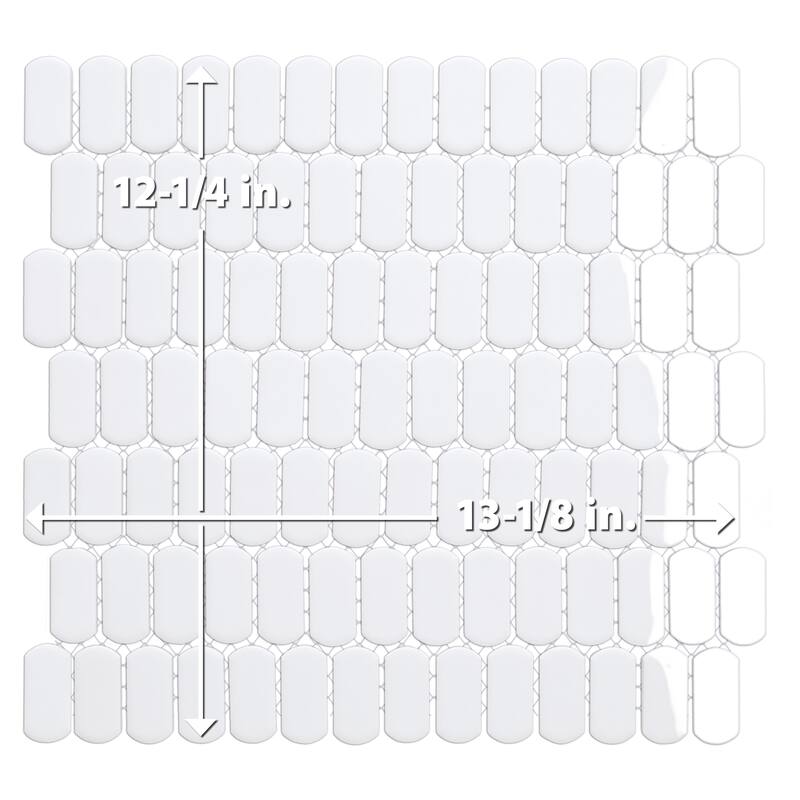 Merola Tile Hudson Capsule Glossy White 12-1/4" x 13-1/8" Porcelain Mosaic Floor and Wall Tile