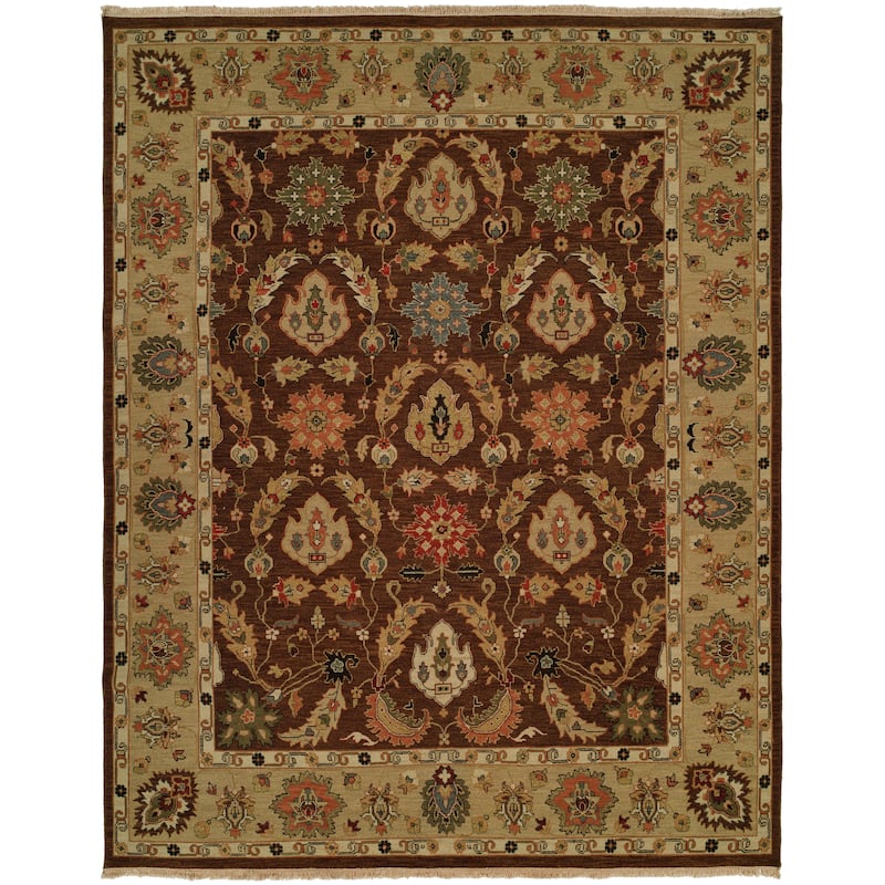 Traditional Brown Flatweave Wool Area Rug - 2'6" x 8' - Brown