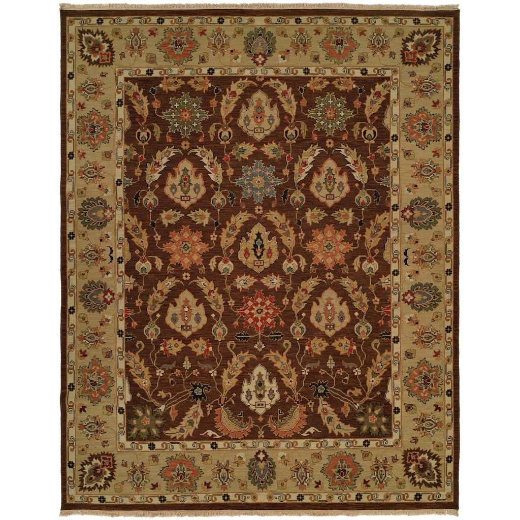Traditional Brown Flatweave Wool Area Rug