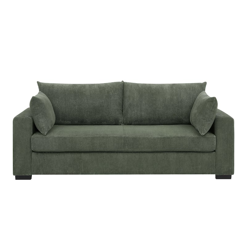 Coastal Style Corduroy Sofa - 31" D x 79" W x 34" H - Green