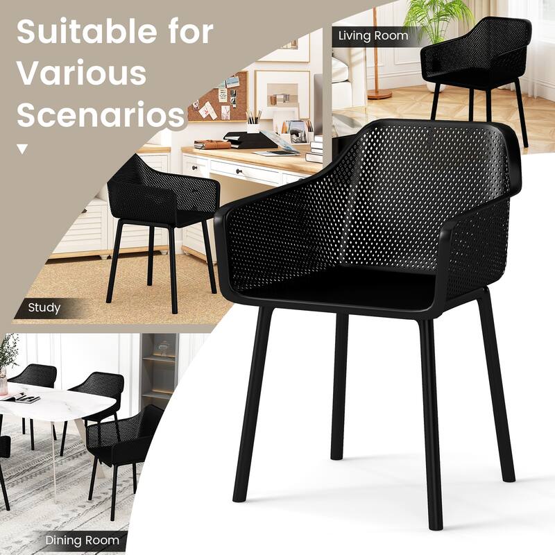 Gymax 4 PCS Modern Plastic Dining Chairs Kitchen Armchairs w/