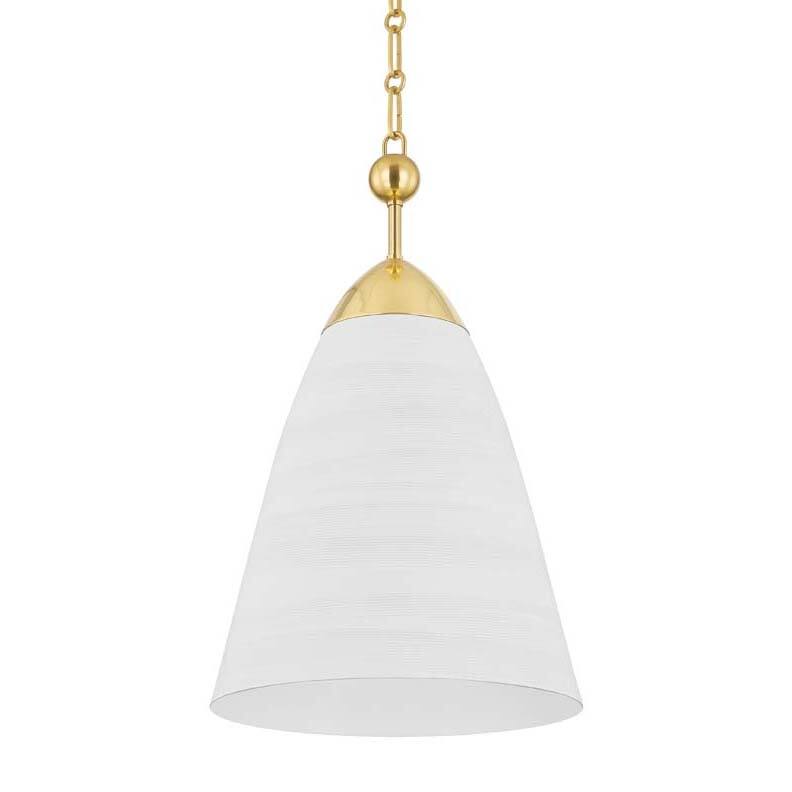 Hudson Valley Lighting BKO1500 Bronson 14" Wide Pendant - Aged Brass / White Plaster
