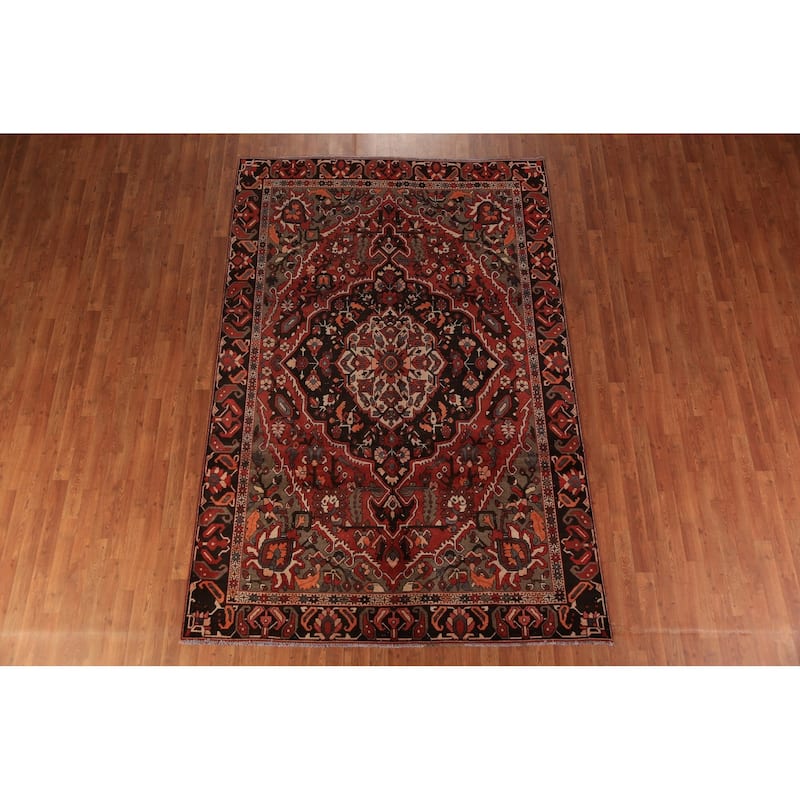 Medallion Bakhtiari Persian Vintage Area Rug Handmade Wool Carpet - 6'4" x 9'5"
