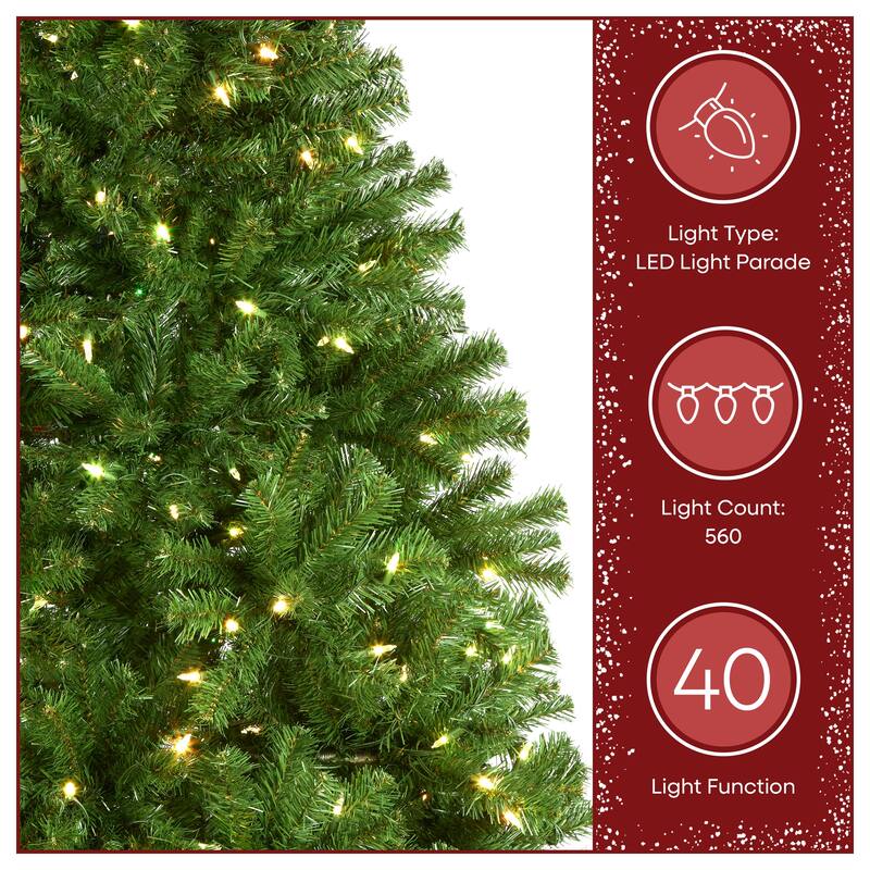National Tree Company 7.5 ft Pre-Lit North Valley Spruce Artificial Christmas Tree with 560 Multifunction LED Lights - 7.5 Foot