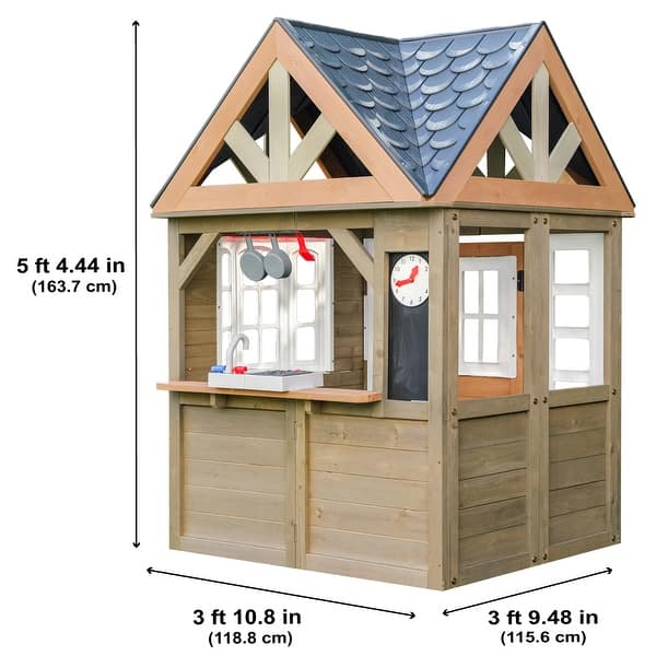 KidKraft Greystone Wooden Outdoor Playhouse with Working Doorbell
