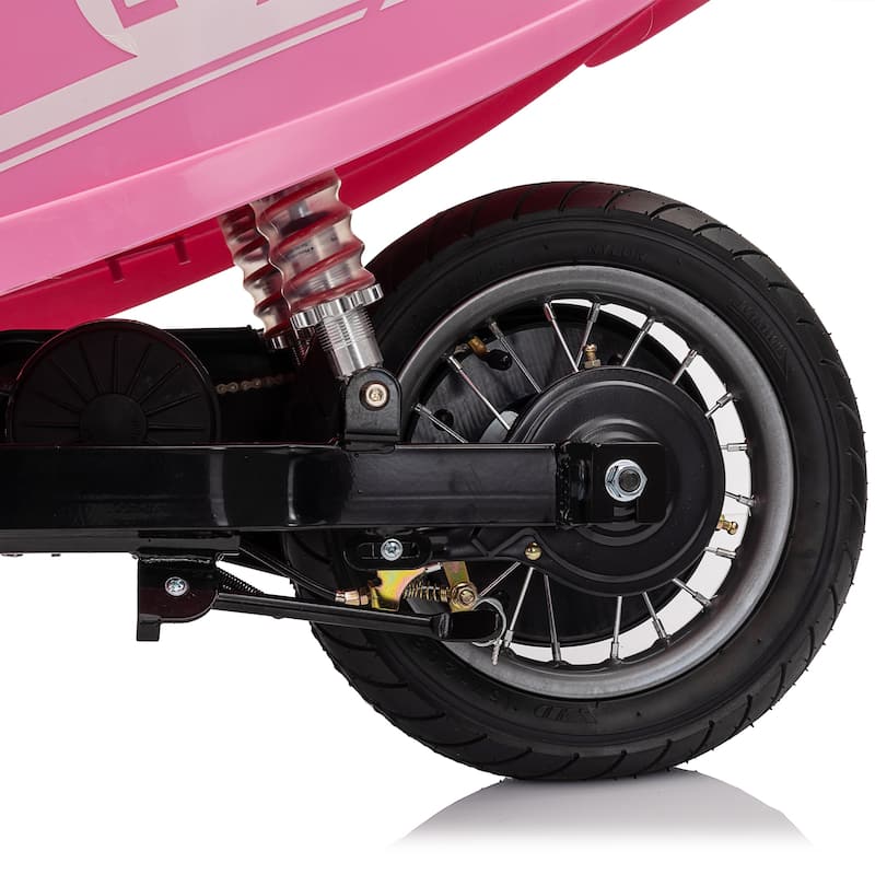 24V 250W Powerful Electric Scooter W/12" Air-Filled Tires,Hand Accelerator & Brake,Dual Rear Suspension,High/Low Speed