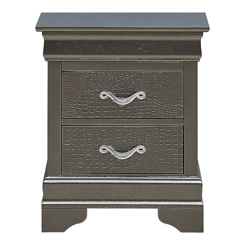 2-Drawer Metallic Wood Nightstand - 24" - Black