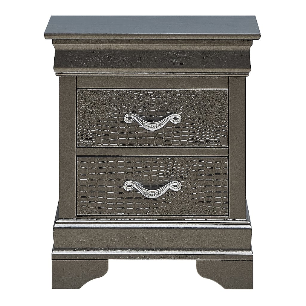 2-Drawer Metallic Wood Nightstand - 24" - Black