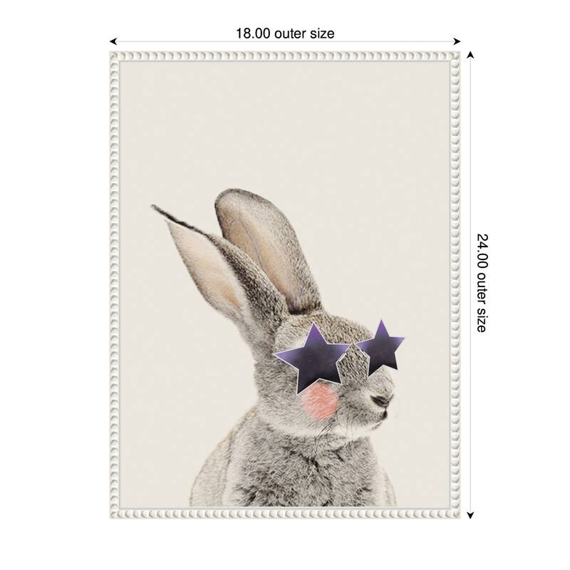 Kate and Laurel Sylvie The Bunny in Star Shaped Glasses Framed Canvas by July Art Prints