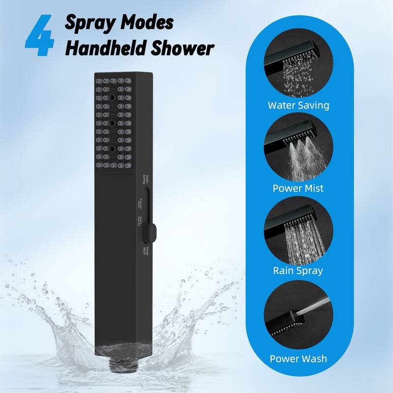 Dual Showerhead Combo, Metal Rain Shower Head, 4-Spray Handheld Spray