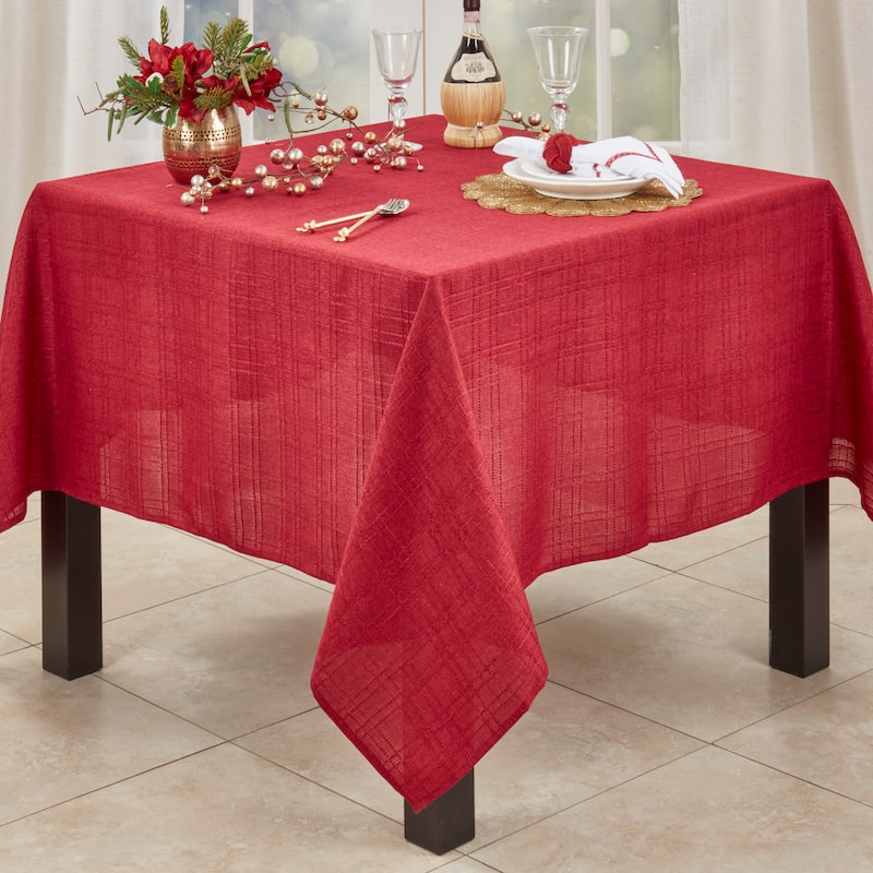 Refined Stitched Plaid Tablecloth