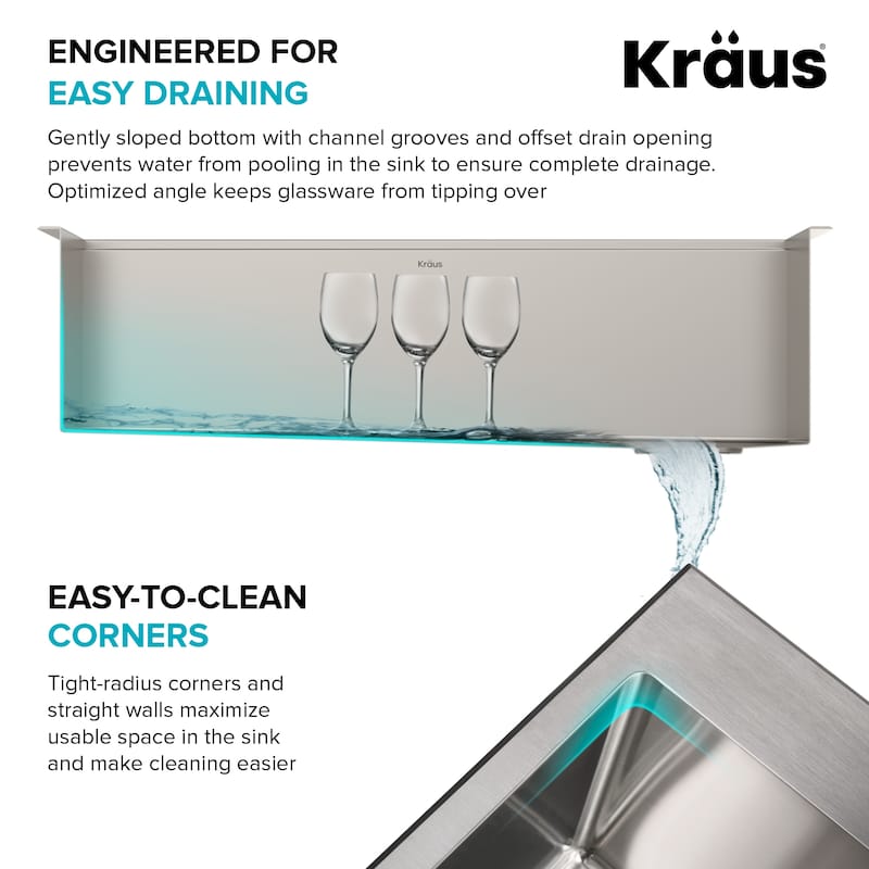 KRAUS Kore Workstation Undermount Stainless Steel Kitchen Sink