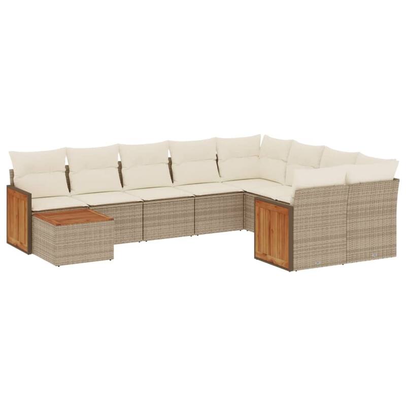 vidaXL Patio Sofa Set with Cushions Outdoor Furniture 10 Piece Poly Rattan - 21.7 x 21.7 x 14.6