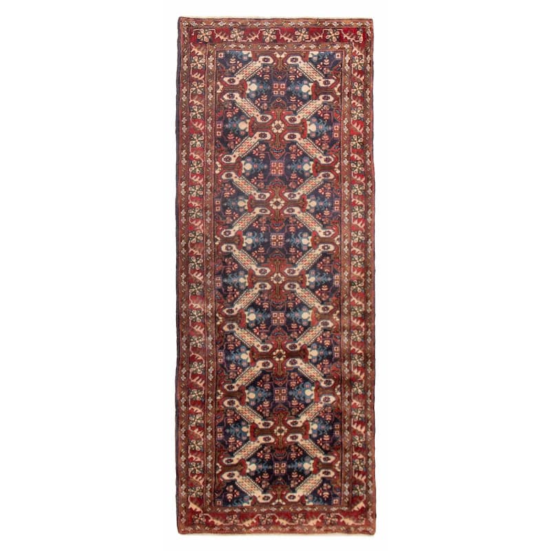 ECARPETGALLERY Hand-knotted Kayseri Vintage Dark Navy Wool Rug - 3'9 x 9'8 - Dark Navy - 3'9 x 9'8