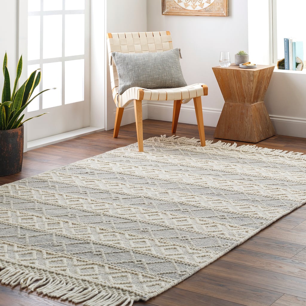 Livabliss Kohath Bohemian Stripe Wool & Jute Area Rug