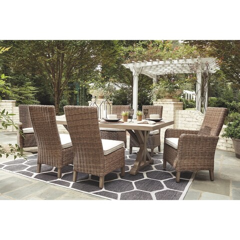 Beachcroft 7-piece Beige Outdoor Dining Set with 2 Armchairs