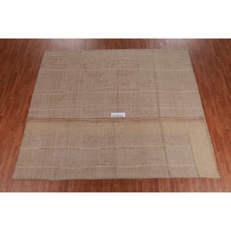 Hand Woven Oriental 100% Jute Carpet Southwestern Modern Brown Kilim Area Rug - 12' 5'' X 10' 4''