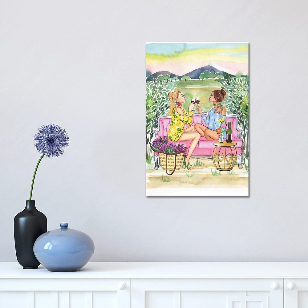 iCanvas "Two Girls Drink Wine" by Rongrong DeVoe Canvas Print