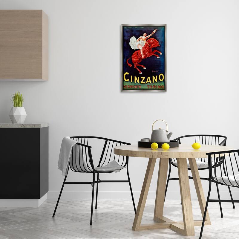 Stupell Cinzano Wine Advertisement Framed Floater Canvas Wall Art Design By Marcus Jules