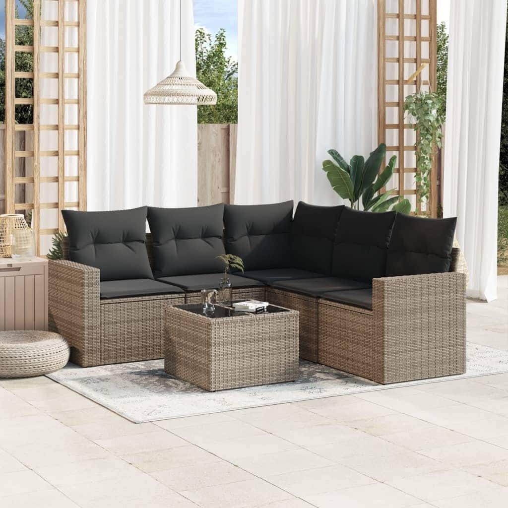 vidaXL Garden Sofa Set Grey PE rattan Large Adjustable Feet - 71.9 x 71.9 x 27.2