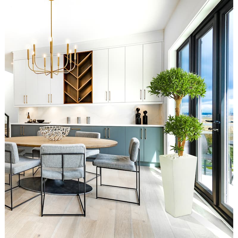 Artificial Podocarpus Tree in Planter - 50 Inch Indoor Greenery Decor Tower Design - Green - 41-50 Inches