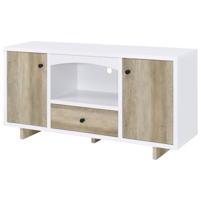 Aton Credenza, 2 Doors, 1 Drawer, Arched Front, 60 Inch White Brown
