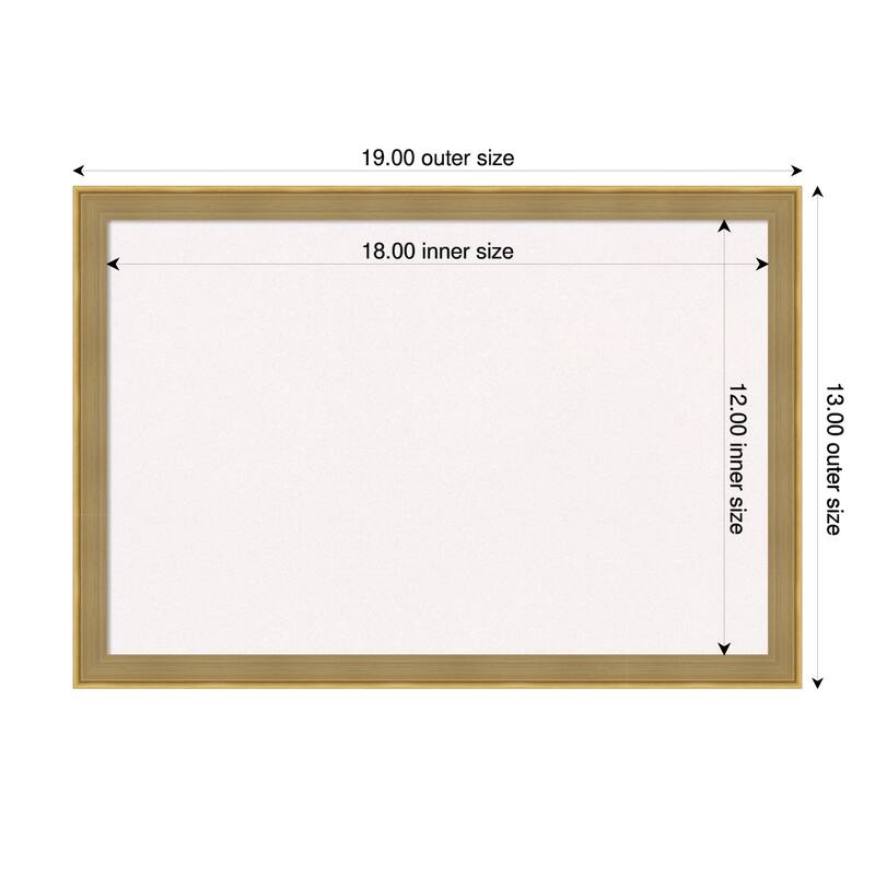 Incline Dark Gold Wood Framed Cork Board - Bulletin Board, Organization Board, Pin Board - White - 19 x 13 in