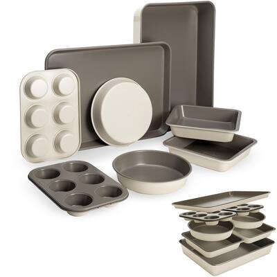 Bakeware Set, Stackable and Space Saving Design includes Round and Square Pans, Muffin Pans