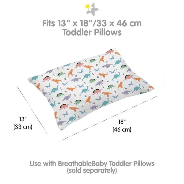 dimension image slide 8 of 13, BreathableBaby Cotton Percale Pillowcase, For 13" x 18"/33 x 46 cm Toddler Pillow, Prints (2-Pack)