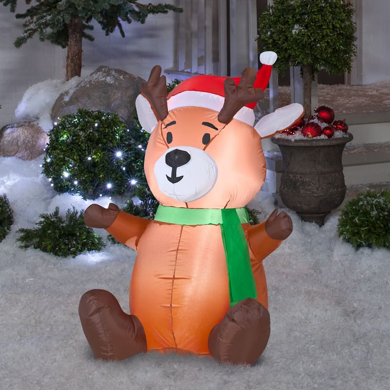 Gemmy Christmas Airblown Inflatable Outdoor Baby Reindeer , 3.5 ft Tall ...