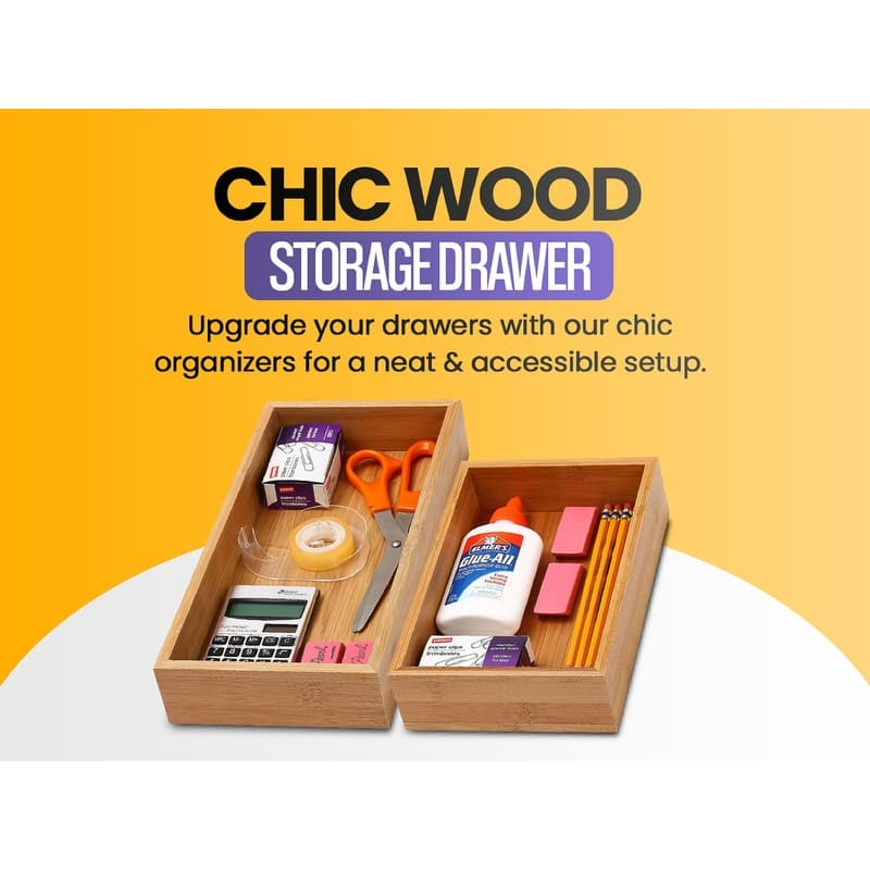 YBM Home Bamboo Kitchen Drawer Organizer Storage Box (Set of 6),