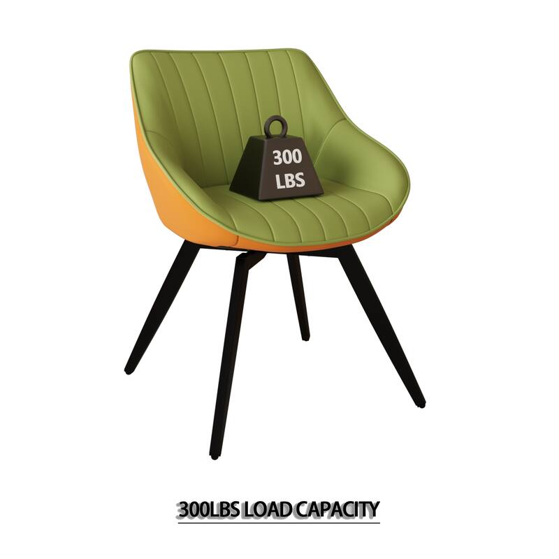 5-Piece Kitchen Table Set for 4, Modern Round Dining Table Set with Carved Legs and PU Leather Chairs for Dining Room